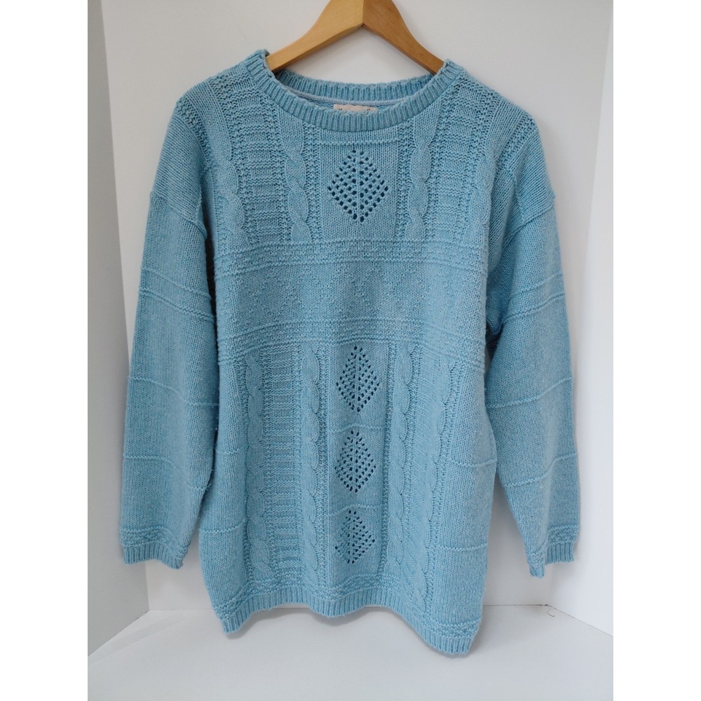 Waterville‎ Cable Knit Pullover Blue Sweater Womens Medium